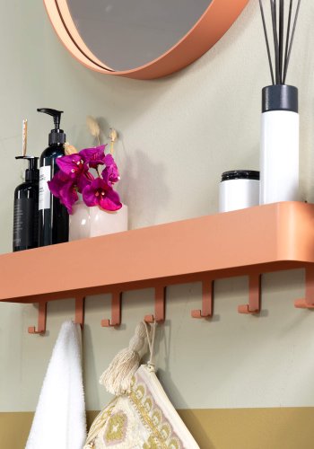 SPINDER DESIGN Dax Play 7 klesstativ, m. 7 kroker og hylle - leire terra stl