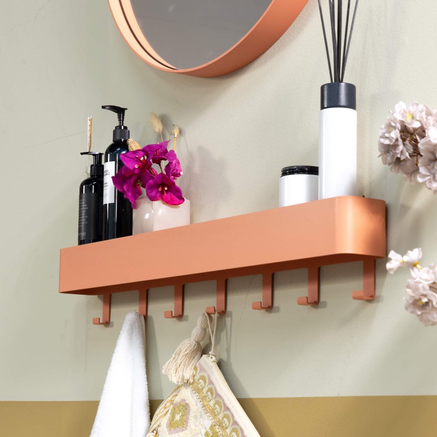 SPINDER DESIGN Dax Play 7 klesstativ, m. 7 kroker og hylle - leire terra stl