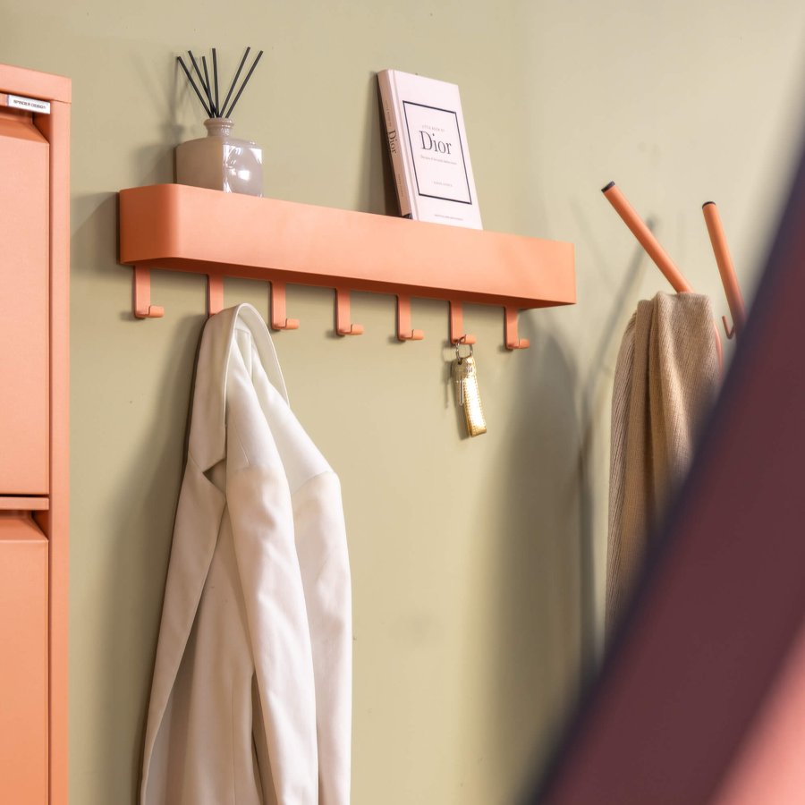 SPINDER DESIGN Dax Play 7 klesstativ, m. 7 kroker og hylle - leire terra stl