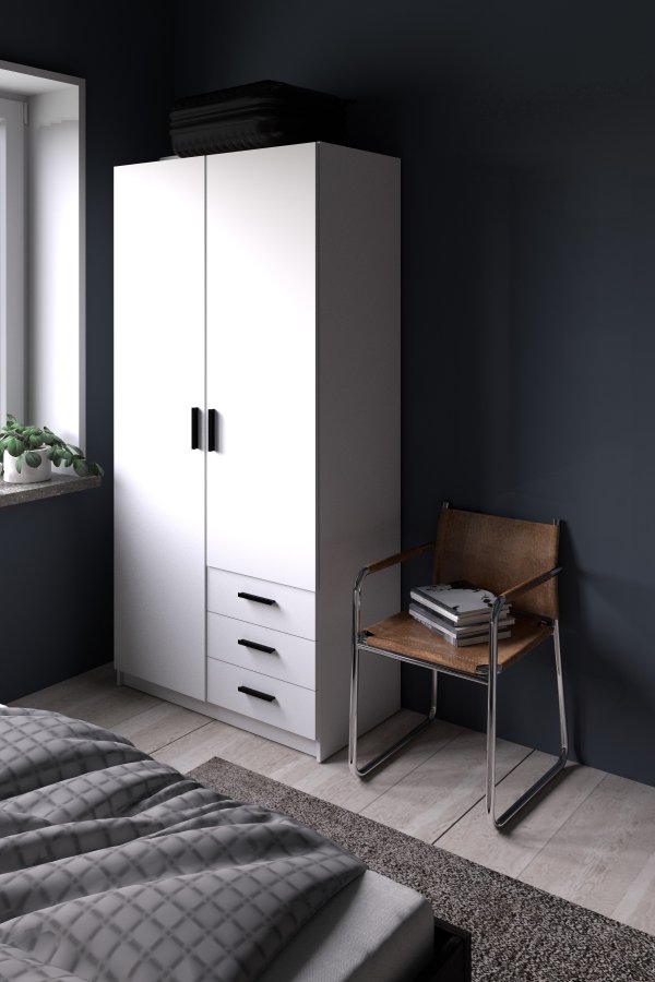 TVILUM Sprint Garderobeskap 2 drer + 3 skuffer - ParcelWhite White