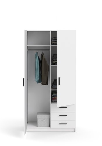 TVILUM Sprint Garderobeskap 2 drer + 3 skuffer - ParcelWhite White