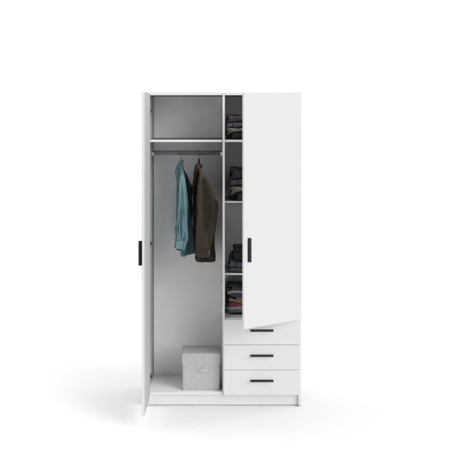 TVILUM Sprint Garderobeskap 2 drer + 3 skuffer - ParcelWhite White