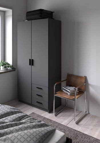 TVILUM Sprint Garderobeskap 2 drer + 3 skuffer - ParcelMatt Gr Matt Gr