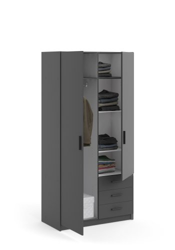 TVILUM Sprint Garderobeskap 2 drer + 3 skuffer - ParcelMatt Gr Matt Gr