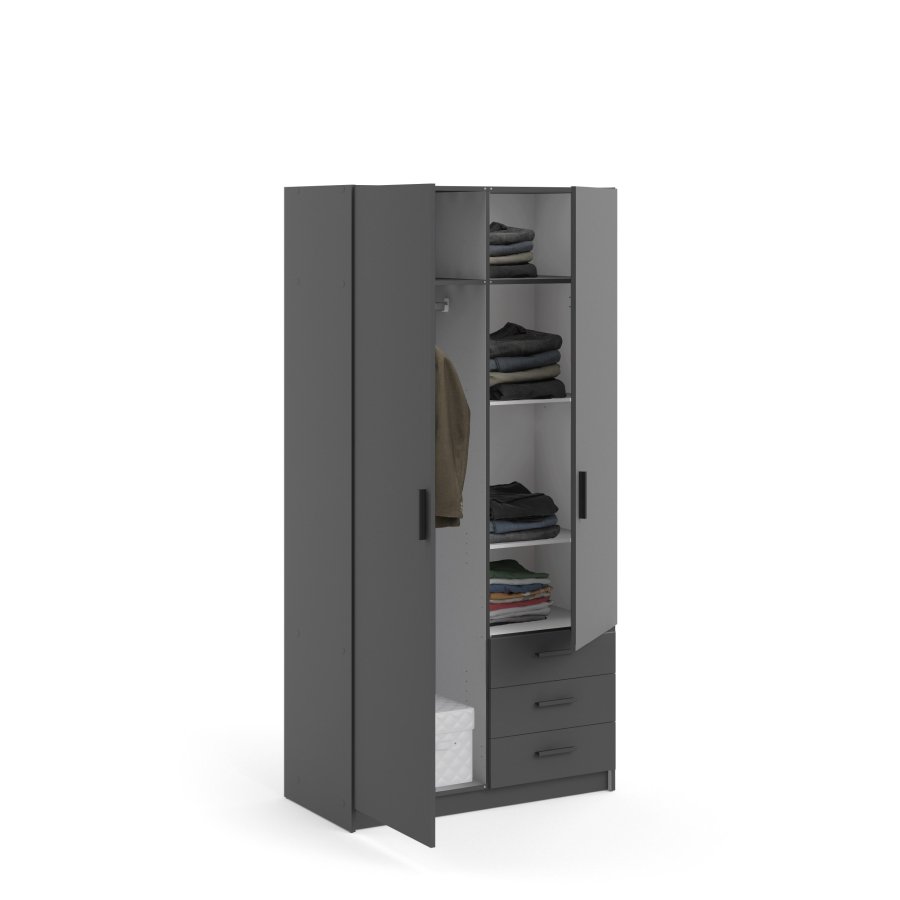 TVILUM Sprint Garderobeskap 2 drer + 3 skuffer - ParcelMatt Gr Matt Gr
