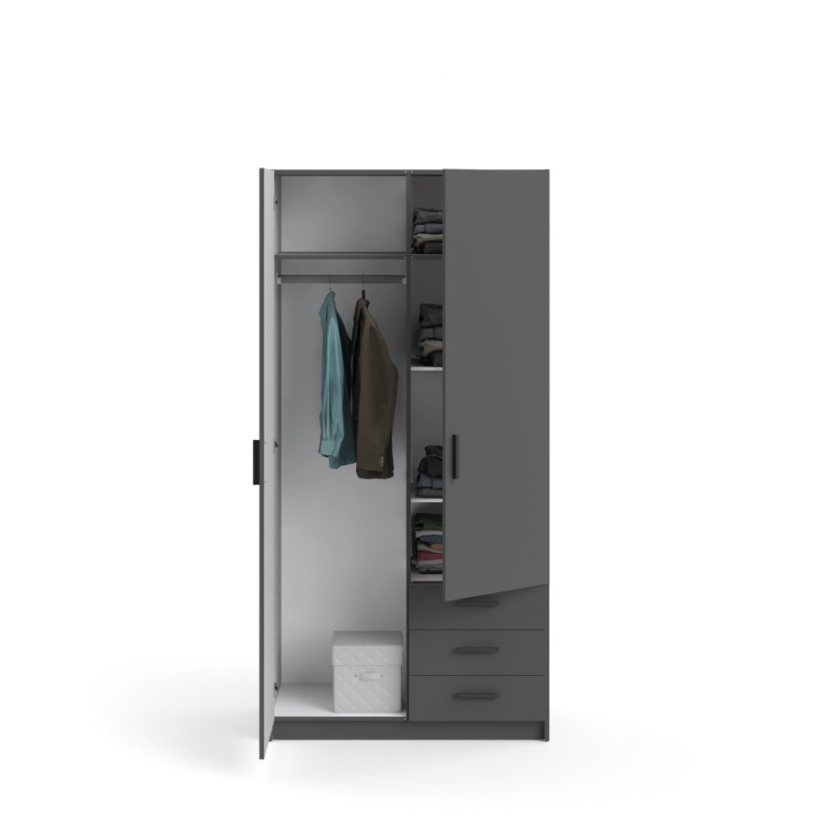 TVILUM Sprint Garderobeskap 2 drer + 3 skuffer - ParcelMatt Gr Matt Gr