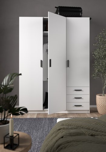 TVILUM Sprint Garderobeskap 3 drer + 3 skuffer - ParcelWhite White