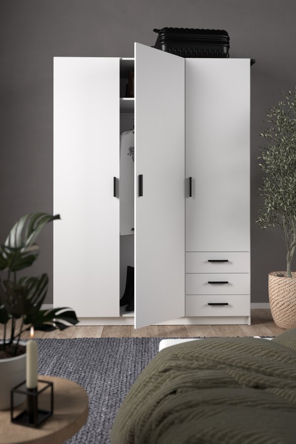 TVILUM Sprint Garderobeskap 3 drer + 3 skuffer - ParcelWhite White