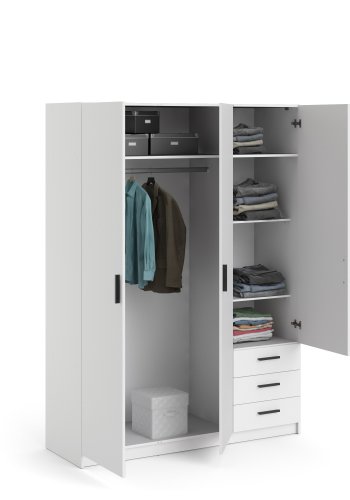TVILUM Sprint Garderobeskap 3 drer + 3 skuffer - ParcelWhite White
