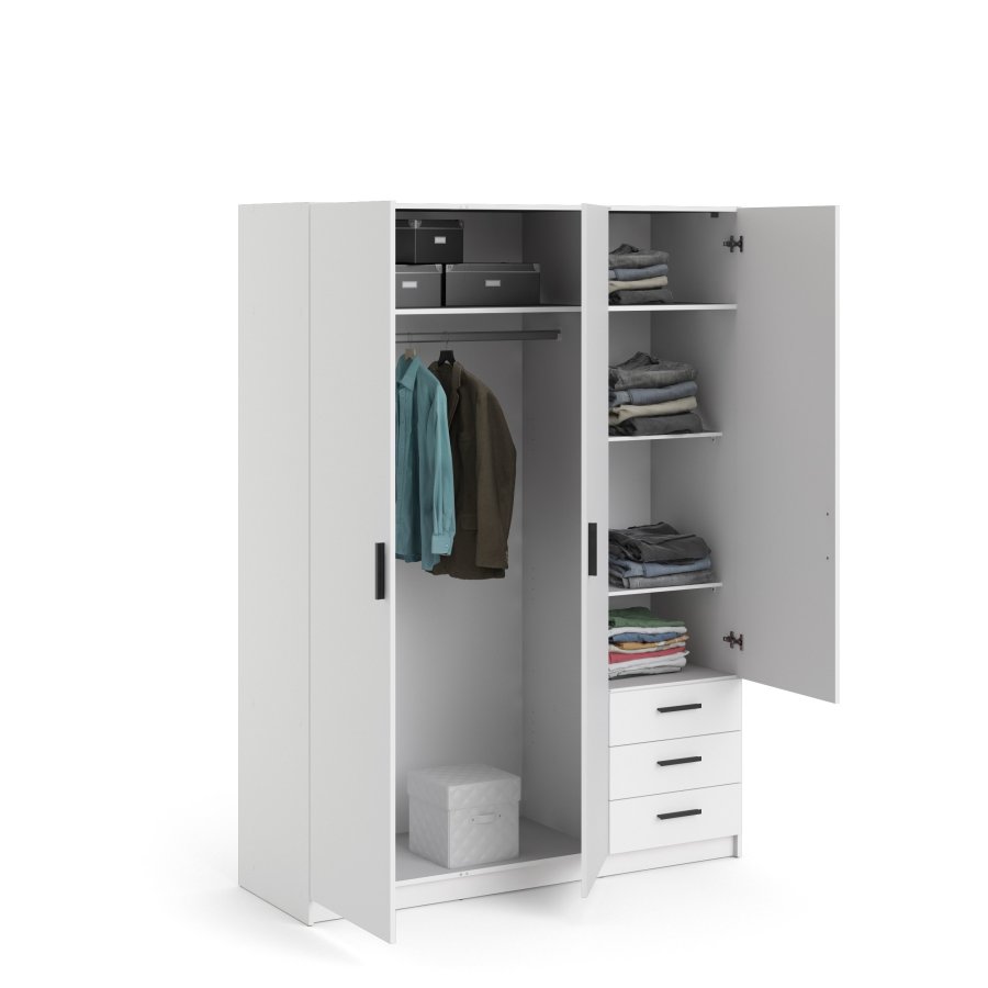 TVILUM Sprint Garderobeskap 3 drer + 3 skuffer - ParcelWhite White