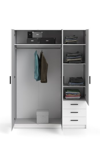 TVILUM Sprint Garderobeskap 3 drer + 3 skuffer - ParcelWhite White