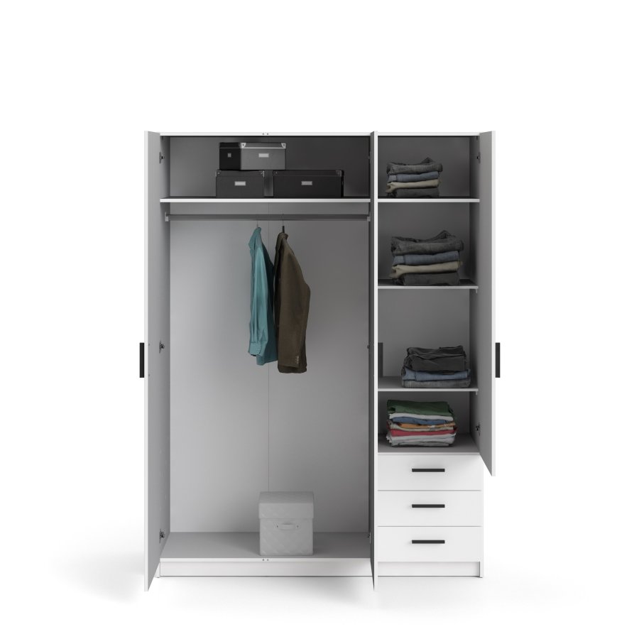 TVILUM Sprint Garderobeskap 3 drer + 3 skuffer - ParcelWhite White