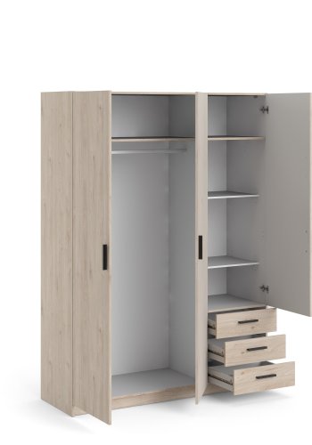 TVILUM Sprint Kleiderschrank 3 Türen + 3 Schubladen - ParcelJackson Hickory Jackson Hickory