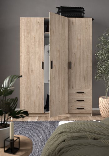 TVILUM Sprint Kleiderschrank 3 Türen + 3 Schubladen - ParcelJackson Hickory Jackson Hickory