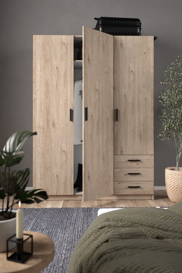 TVILUM Sprint Kleiderschrank 3 Türen + 3 Schubladen - ParcelJackson Hickory Jackson Hickory