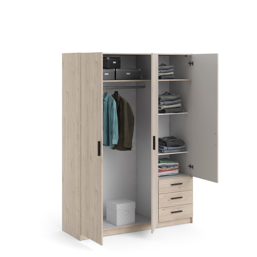 TVILUM Sprint Kleiderschrank 3 Türen + 3 Schubladen - ParcelJackson Hickory Jackson Hickory