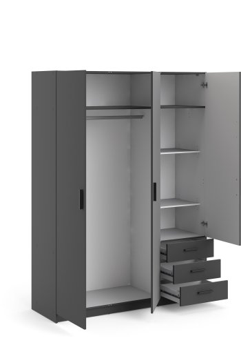 TVILUM Sprint Kleiderschrank 3 Türen + 3 Schubladen - ParcelMatt Grey Matt Grey