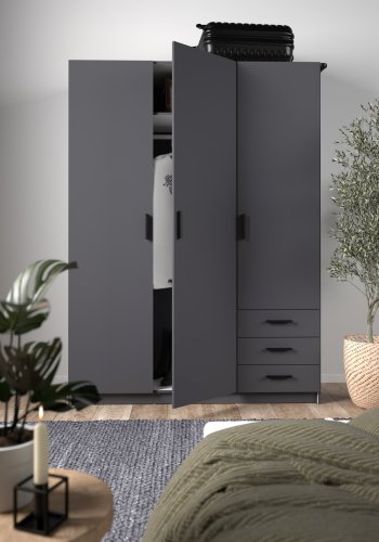 TVILUM Sprint Kleiderschrank 3 Türen + 3 Schubladen - ParcelMatt Grey Matt Grey