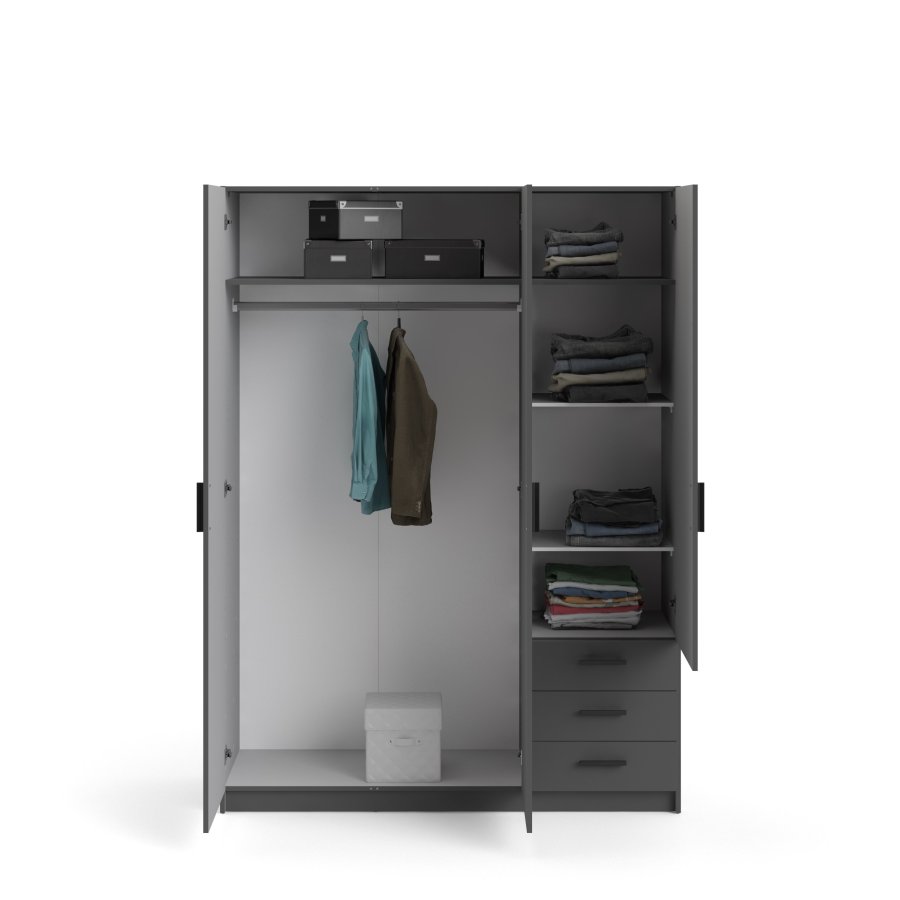 TVILUM Sprint Kleiderschrank 3 Türen + 3 Schubladen - ParcelMatt Grey Matt Grey