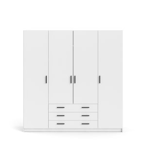 TVILUM Sprint Garderobeskab 4 lger + 3 skuffer - ParcelHvid Hvid
