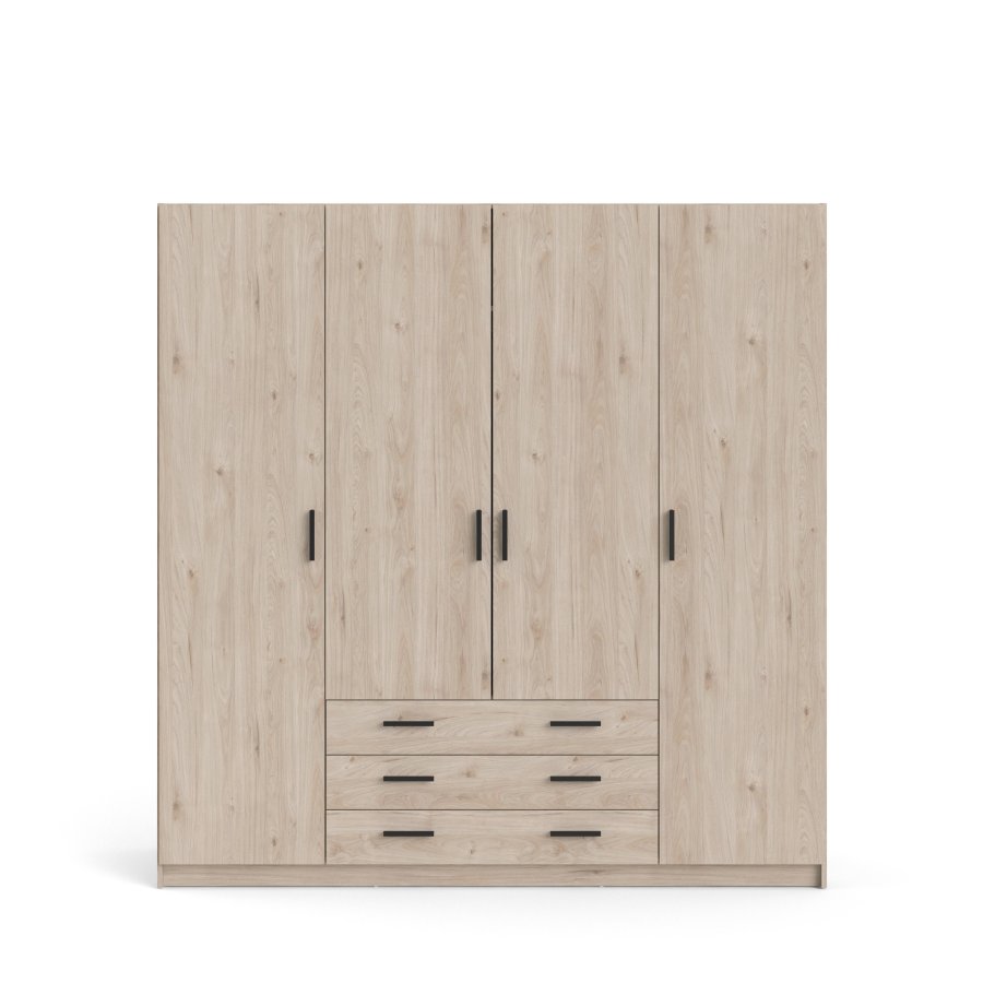 TVILUM Sprint Kleiderschrank 4 Türen + 3 Schubladen - ParcelJackson Hickory Jackson Hickory