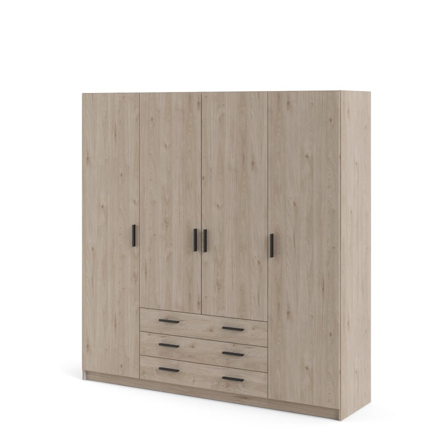 TVILUM Sprint Kleiderschrank 4 Türen + 3 Schubladen - ParcelJackson Hickory Jackson Hickory
