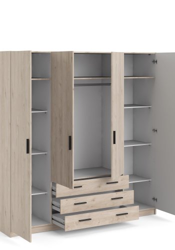 TVILUM Sprint Kleiderschrank 4 Türen + 3 Schubladen - ParcelJackson Hickory Jackson Hickory