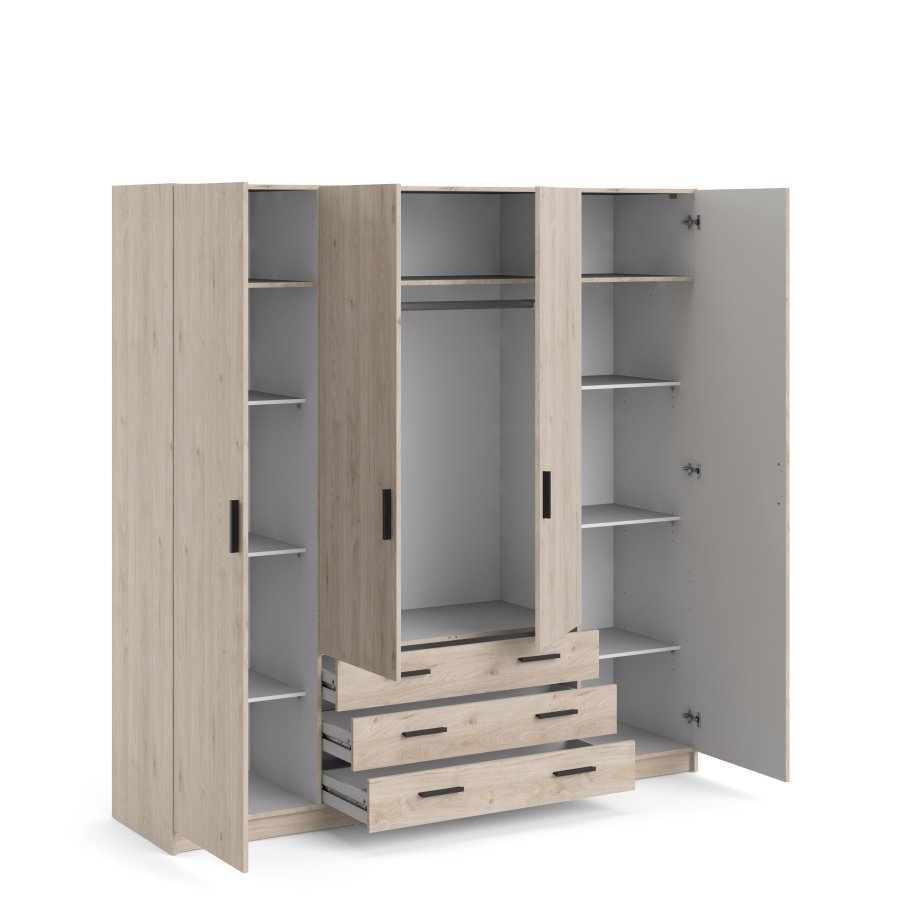 TVILUM Sprint Kleiderschrank 4 Türen + 3 Schubladen - ParcelJackson Hickory Jackson Hickory
