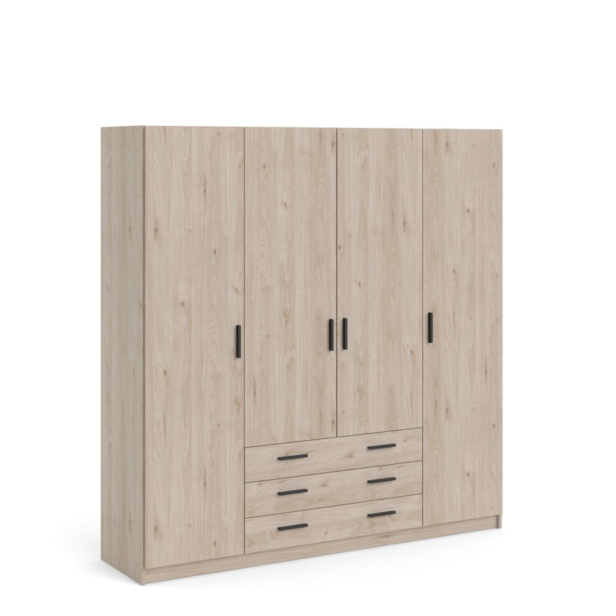 TVILUM Sprint Kleiderschrank 4 Türen + 3 Schubladen - ParcelJackson Hickory Jackson Hickory