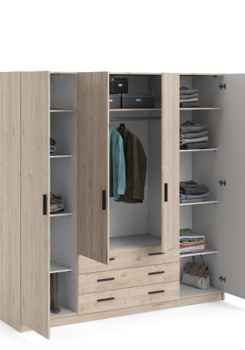 TVILUM Sprint Kleiderschrank 4 Türen + 3 Schubladen - ParcelJackson Hickory Jackson Hickory