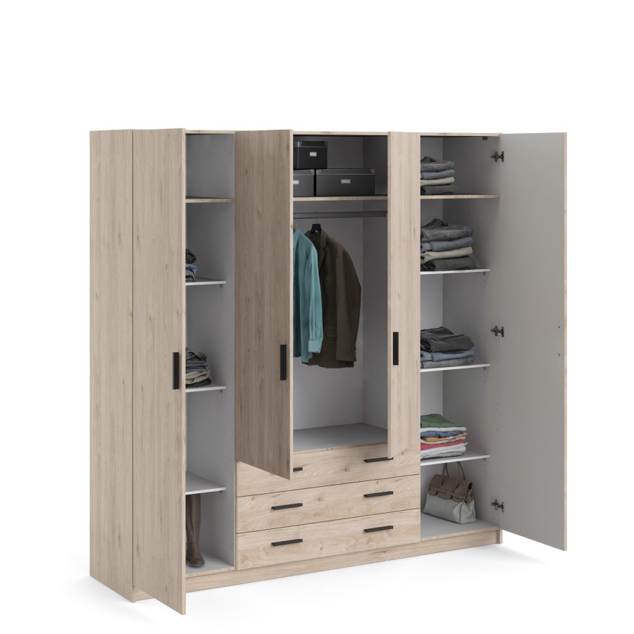 TVILUM Sprint Kleiderschrank 4 Türen + 3 Schubladen - ParcelJackson Hickory Jackson Hickory