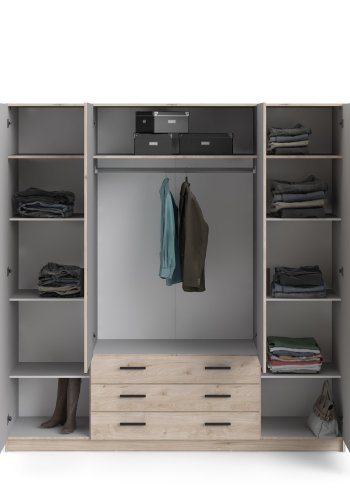 TVILUM Sprint Kleiderschrank 4 Türen + 3 Schubladen - ParcelJackson Hickory Jackson Hickory