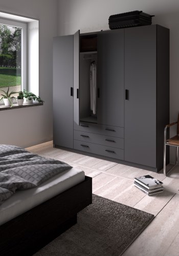 TVILUM Sprint Garderobeskap 4 drer + 3 skuffer - ParcelMatt Gr Matt Gr