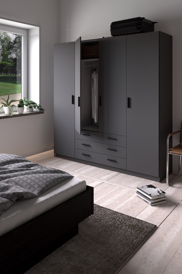 TVILUM Sprint Garderobeskap 4 drer + 3 skuffer - ParcelMatt Gr Matt Gr