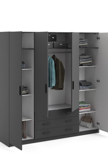 TVILUM Sprint Garderobeskap 4 drer + 3 skuffer - ParcelMatt Gr Matt Gr