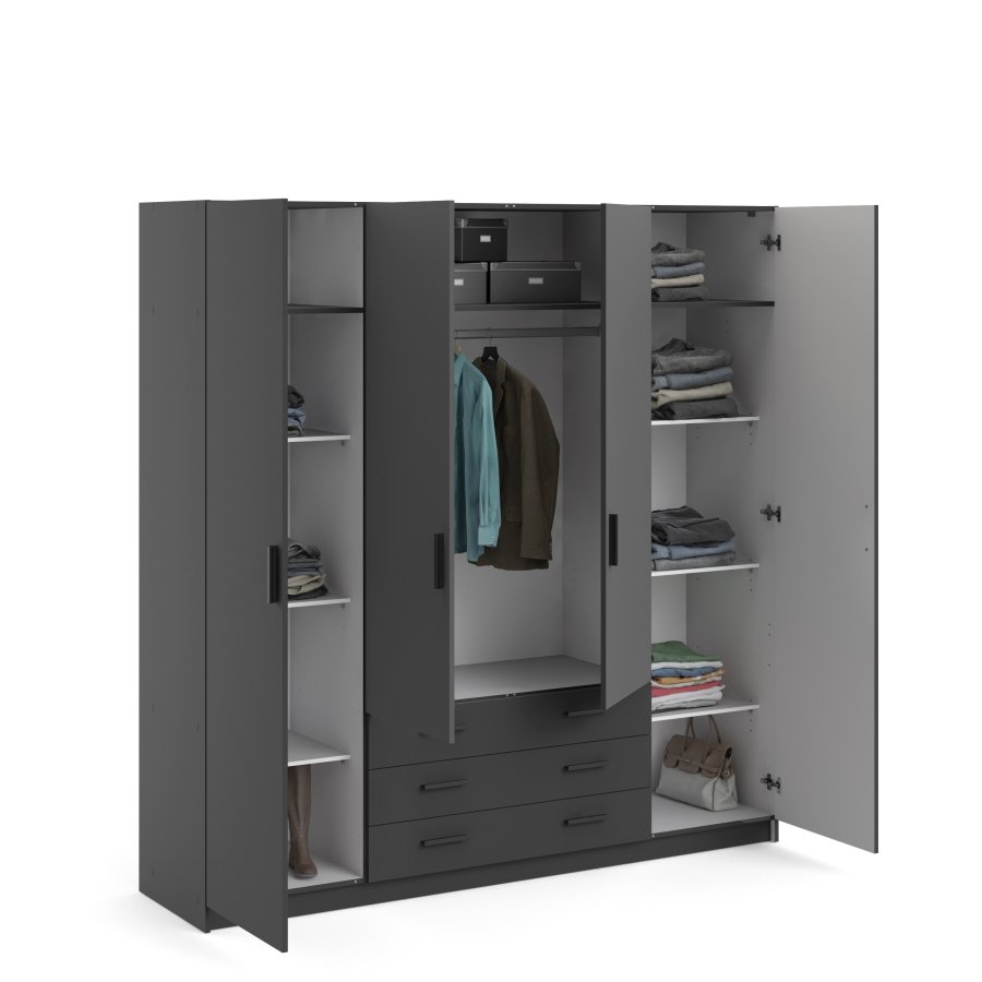 TVILUM Sprint Garderobeskap 4 drer + 3 skuffer - ParcelMatt Gr Matt Gr