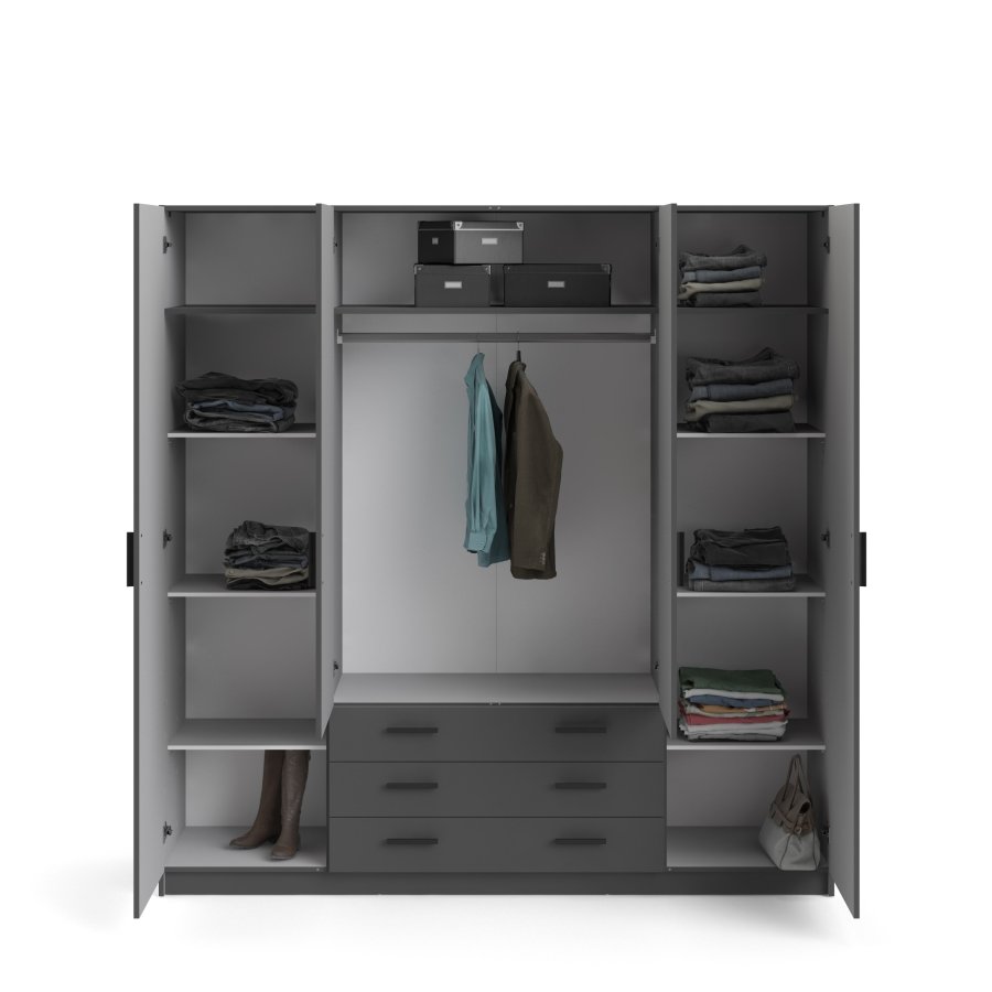 TVILUM Sprint Garderobeskap 4 drer + 3 skuffer - ParcelMatt Gr Matt Gr