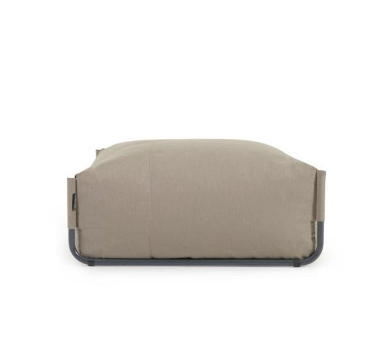 KAVE HOME Firkantet puffmodul for hagesofa - grnt stoff og svart aluminium (101x101)