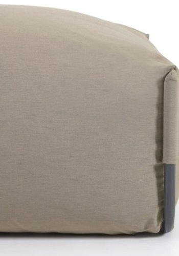 KAVE HOME Firkantet puffmodul for hagesofa - grnt stoff og svart aluminium (101x101)