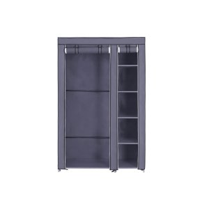 SONGMICS B�rbar Garderobe, Sammenklappelig Skab, T�jopbevaringsorganisator med B�jleskinne, Hylder, Stofbetr�k, Til Sovev�relse, Garderobe, 110 x 45 x 175 cm, Gr� LSF007G