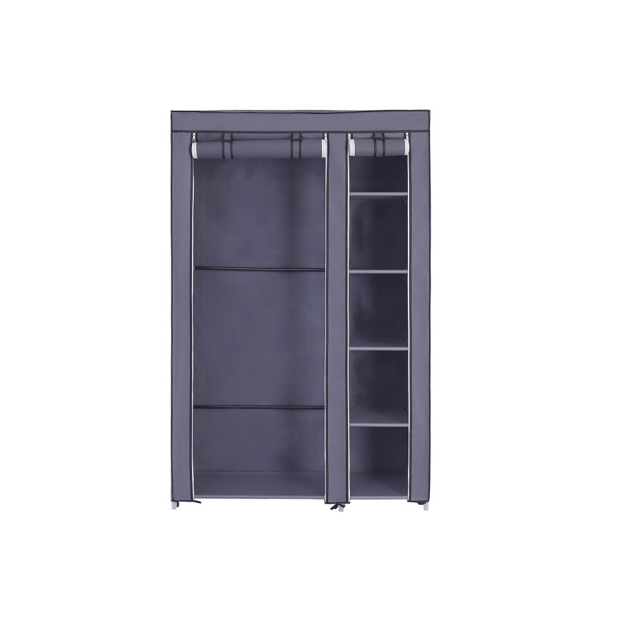 SONGMICS B�rbar Garderobe, Sammenklappelig Skab, T�jopbevaringsorganisator med B�jleskinne, Hylder, Stofbetr�k, Til Sovev�relse, Garderobe, 110 x 45 x 175 cm, Gr� LSF007G