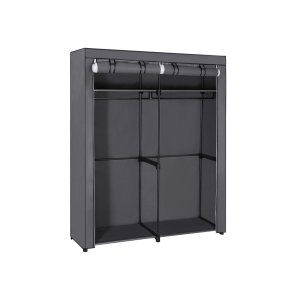 SONGMICS Garderobe, T�jopbevaringsgarderobe til sovev�relse med 2 t�jstativer, B�rbar stofgarderobe, Sammenklappelig, T�jstativ, til skab, 43 x 140 x 174 cm, Gr� RYG02GY