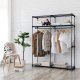 SONGMICS Garderobe, T�jopbevaringsgarderobe til sovev�relse med 2 t�jstativer, B�rbar stofgarderobe, Sammenklappelig, T�jstativ, til skab, 43 x 140 x 174 cm, Gr� RYG02GY