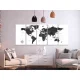 ARTGEIST stort verdenskort i sort og hvid - Black and White Map, 5-delt - flere st�rrelser