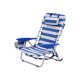 SONGMICS GCB62BU strandstol, m. justerbar rygl�n, arml�n, nakkest�tte, 2 sidelommer, foldbar, b�rbar - bl�/hvid stof og aluminium