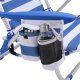 SONGMICS GCB62BU strandstol, m. justerbar rygl�n, arml�n, nakkest�tte, 2 sidelommer, foldbar, b�rbar - bl�/hvid stof og aluminium