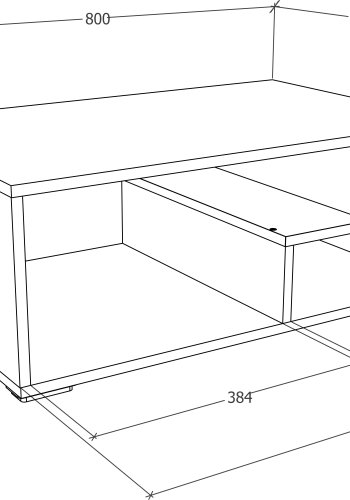 VCM NORDIC Sulas Couchtisch, m. 4 Fächern - Weiß und Naturholz (80x50)