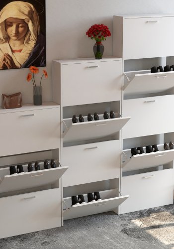 VCM NORDIC Sulos L skoskap, m. 4 drer - hvitt tre