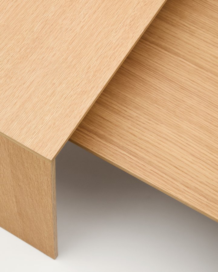 KAVE HOME Litto salongbord i eikefiner med naturlig farge, 140 x 70 cm