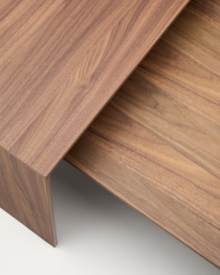 KAVE HOME Litto salongbord i valnttfiner med naturlig fargefinish, 140 x 70 cm